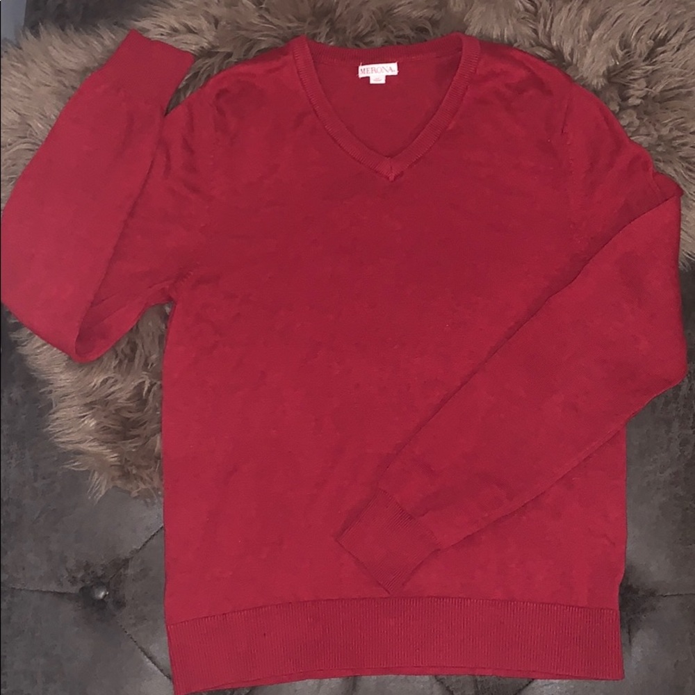 Red V Neck Men’s sweater- perfect for Holiday